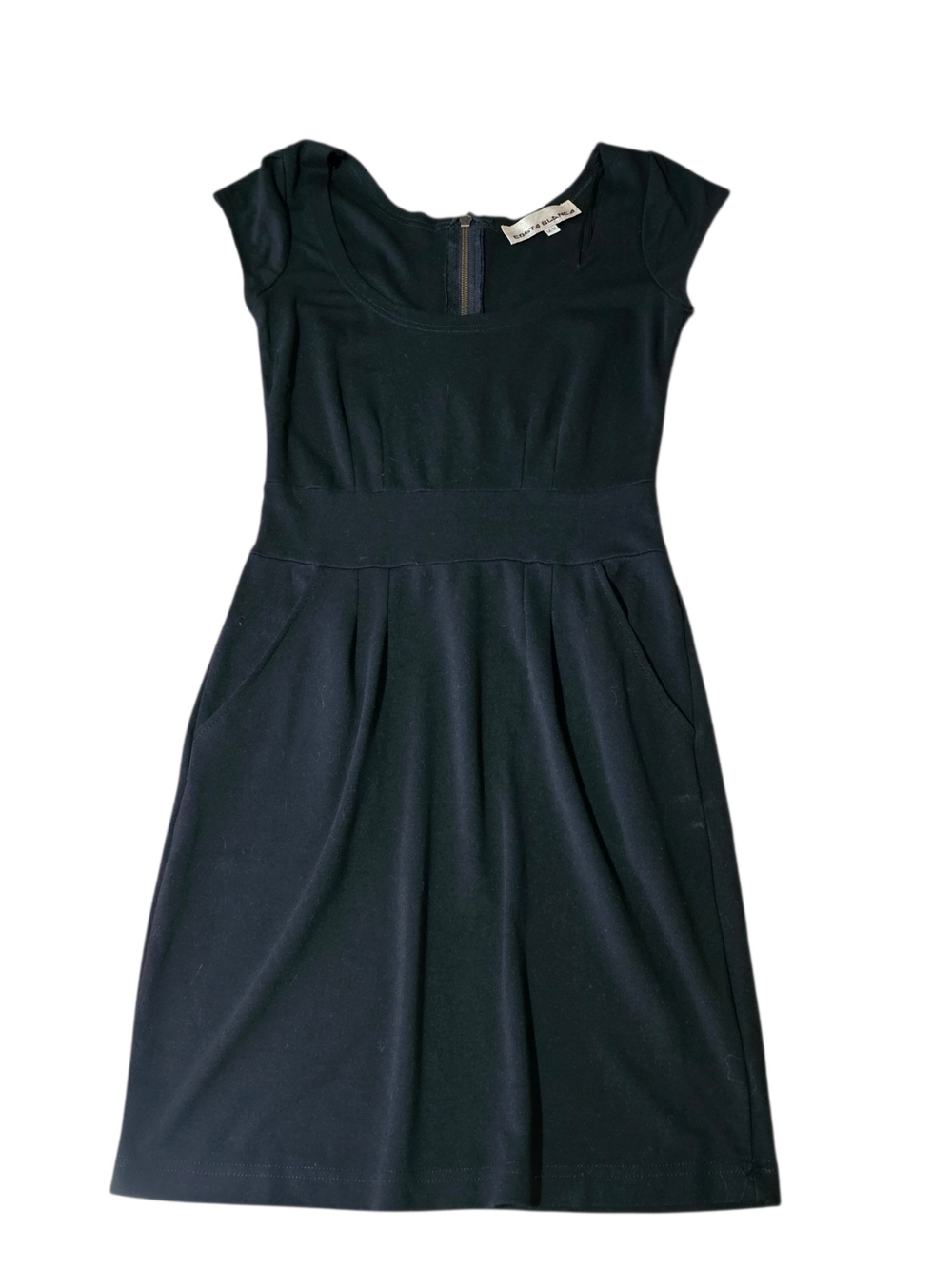 Costa Blanca Black Cap-Sleeve Midi Dress Medium